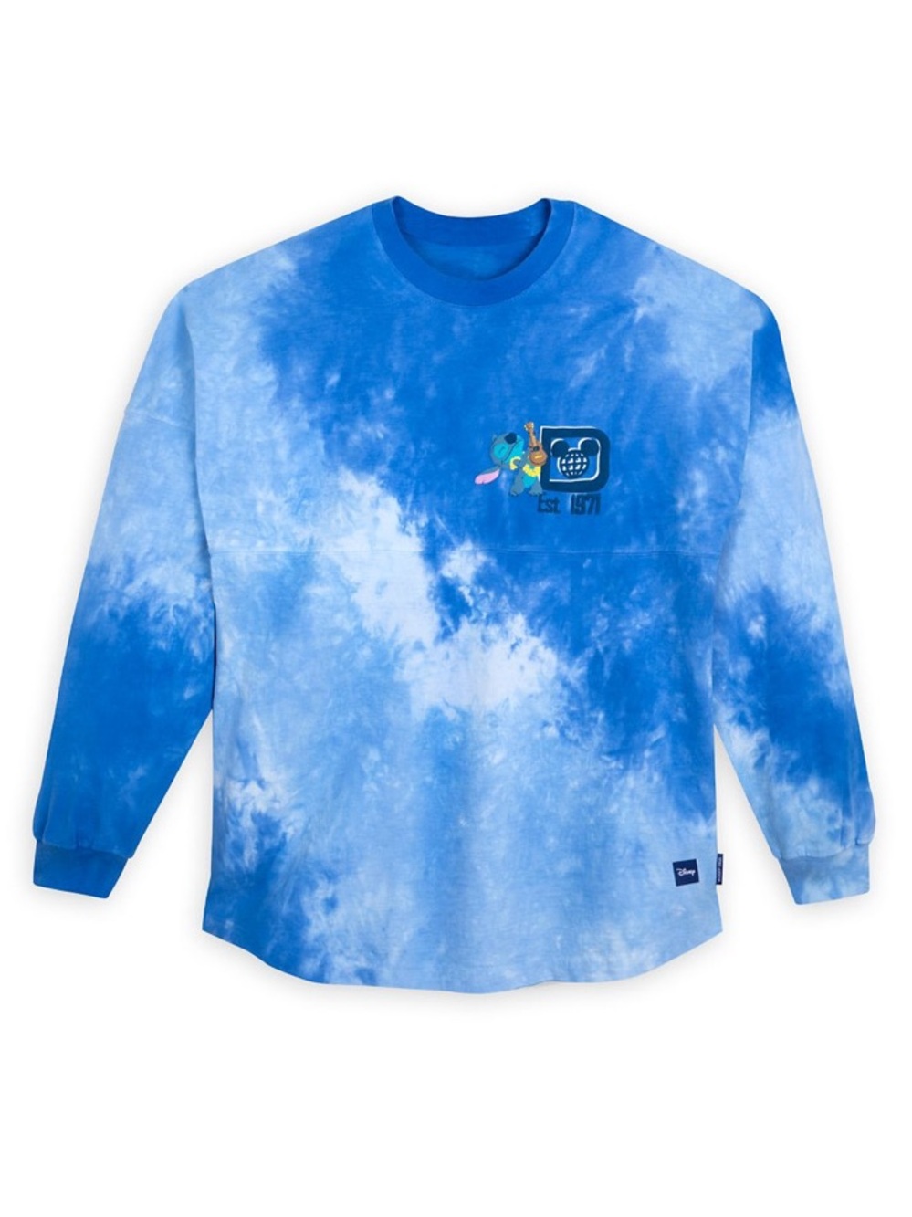Disney Adult Spirit Jersey Disney World Stitch Under Palm Trees Tie-Dye Blue M